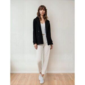 L.L. Bean Womens Black Wool Blend‎ Double-Breasted Peacoat Quilted Winter Jacket